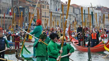 Venice Carnival on boat
