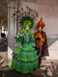 Venice Carnival 2022 Masks and Costumes in front of the Doge's Palace