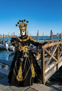Venice Carnival 2022 Masks and Costumes in front of Saint-Mark Basin