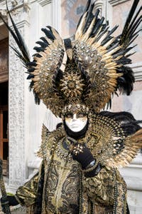 Venice Carnival 2022 Masks and Costumes in front of the Doge's Palace and San Zaccaria Church