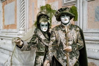 Venice Carnival 2022 Masks and Costumes in front of San Zaccaria Church
