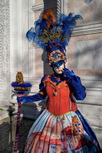 Venice Carnival 2022 Masks and Costumes in front of San Zaccaria Church