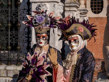 Venice Carnival, Masks and Costumes, Feathers and Silk by the Marquis and the Marquise at the Arsenal.