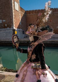 Costumes and Masks at the Venice Carnival, The Elegant at the Mirror in Pink and Gold at the Arsenal.
