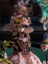 Costumes and Masks at the Venice Carnival, The Elegant at the Mirror in Pink and Gold at the Arsenal.