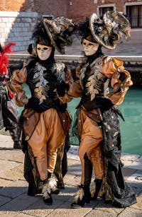Venetian Carnival Masks and Costumes, The Black and Gold Twins at the Arsenal.