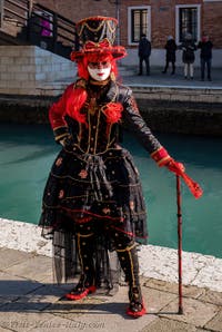 Beauty in Red and Black at the Arsenal, Venetian Carnival Masks and Costumes