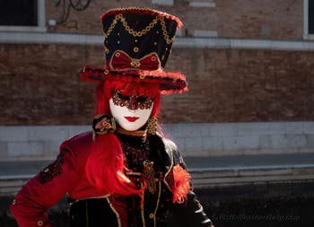 Beauty in Red and Black at the Arsenal, Venetian Carnival Masks and Costumes