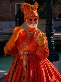 A Pretty Orange Flower at the Arsenal, Venetian Carnival Masks and Costumes.