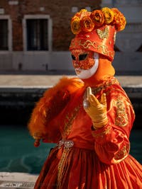 A Pretty Orange Flower at the Arsenal, Venetian Carnival Masks and Costumes.
