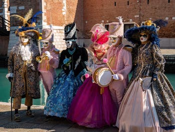 Nobles and Musicians at the Arsenal, Venetian Carnival Masks and Costumes.