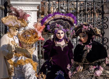 Venetian Carnival Masks and Costumes, The Beauties in Mauve and Gold at the Arsenal.