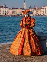 Orange blossom at San Giorgio Maggiore, Venetian carnival masks and costumes