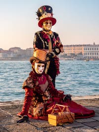 Venetian Carnival masks and costumes, playing cards, sewing and beauty in San Giorgio Maggiore