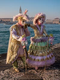 Venetian Carnival Masks and Costumes, Splendor and Grace in San Giorgio Maggiore