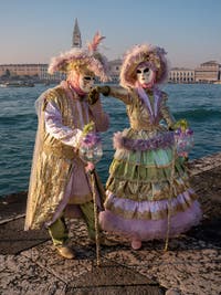Venetian Carnival Masks and Costumes, Splendor and Grace in San Giorgio Maggiore