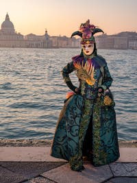 Venetian Carnival masks and costumes, Lady with the Golden leaf palm at San Giorgio Maggiore