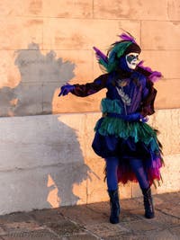 Venetian Carnival masks and costumes, the Poet's Flower in San Giorgio Maggiore