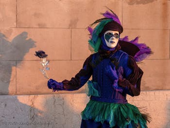 Venetian Carnival masks and costumes, the Poet's Flower in San Giorgio Maggiore