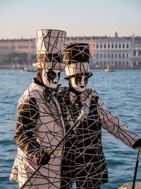 Venetian Carnival masks and costumes, The Black and White Chic in San Giorgio Maggiore