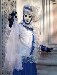 Jewelry and lace at San Zaccaria, Venetian carnival masks and costumes