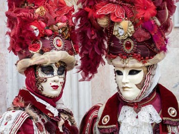 Venetian Carnival Masks and Costumes, Red Passion for the Nobility of Heart, on San Zaccaria Square.