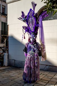 The parade of people in costume at the 2026 Venice Carnival in Campo San Lorenzo.