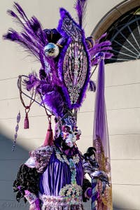 The parade of people in costume at the 2026 Venice Carnival in Campo San Lorenzo.