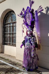 The parade of people in costume at the 2026 Venice Carnival in Campo San Lorenzo.