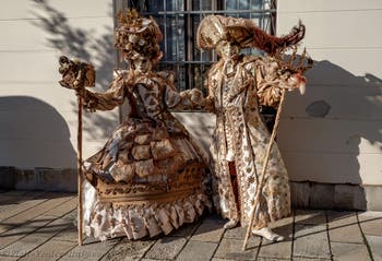 The parade of people in costume at the 2026 Venice Carnival in Campo San Lorenzo.