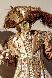 The parade of people in costume at the 2026 Venice Carnival in Campo San Lorenzo.