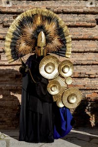 The parade of people in costume at the 2026 Venice Carnival in Campo San Lorenzo.