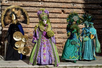 Venice carnival costumed figures