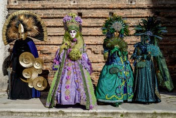 The parade of people in costume at the 2026 Venice Carnival in Campo San Lorenzo.