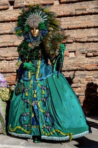 The parade of people in costume at the 2026 Venice Carnival in Campo San Lorenzo.
