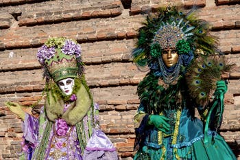 The parade of people in costume at the 2026 Venice Carnival in Campo San Lorenzo.