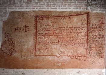 Inscriptions and drawings made by plague victims inside the Lazzaretto Nuovo in Venice in Venice