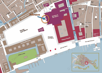 Location Map of Saint-Mark Basilica in Venice Italy