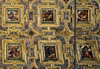 The coffered ceiling of the Church of Santa Maria dei Miracoli, Saint Mary of the Miracles in Venice