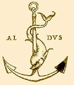 Dolphin marks emblem of Aldo Manuzio Venice Italy