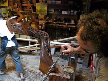 Paolo Brandolisio Remer, in his workshop Venice Italy