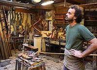 Paolo Brandolisio Remer, in his workshop Venice Italy