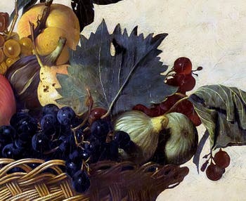 Caravaggio, Basket of Fruit, at Ambrosiana Gallery in Milan Italy