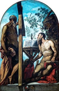 Tintoretto, Saint Jerome and Saint Andrew, at the Accademia Galleries in Venice, Italy