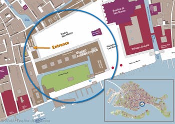 Location map of the Archaeological Museum in Venice, Italy Location map of the Archaeological Museum in Venice, Italy
