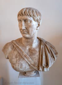 Emperor Trajan, a Decennial Type, at the Archaeological Museum of Venice in Italy