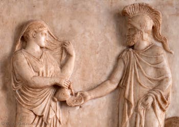 Aphrodite and Ares, a votive relief at the Archaeological Museum of Venice in Italy