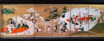 Japanese folding screen, Spring Festival, Ca' Pesaro Museum of Oriental Art in Venice, Italy