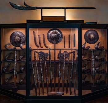 Japanese sword katanas at the Ca' Pesaro Museum of Oriental Art in Venice, Italy