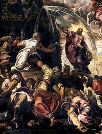 Tintoretto, Jacopo Robusti, Moses gushing water from the rock at the Scuola Grande San Rocco in Venice